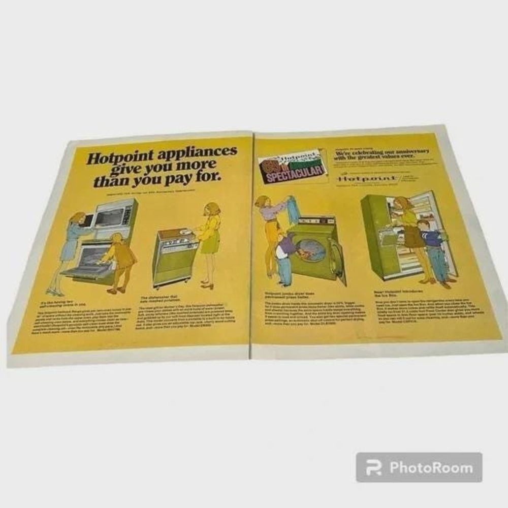 1970 Hotpoint Appliances‎ 65th Anniversary Double Page Original Vintage Print Ad